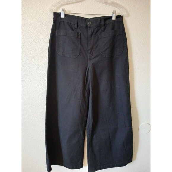 J Crew Point Sur Capri Pants Black Size 29T  Wide Leg Crop High Rise Casual - Picture 1 of 16